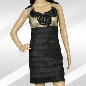 2/$30 Lucy & Co Black Beige Spiral Ruffle Tiered Sleeveless Mini Dress Size M